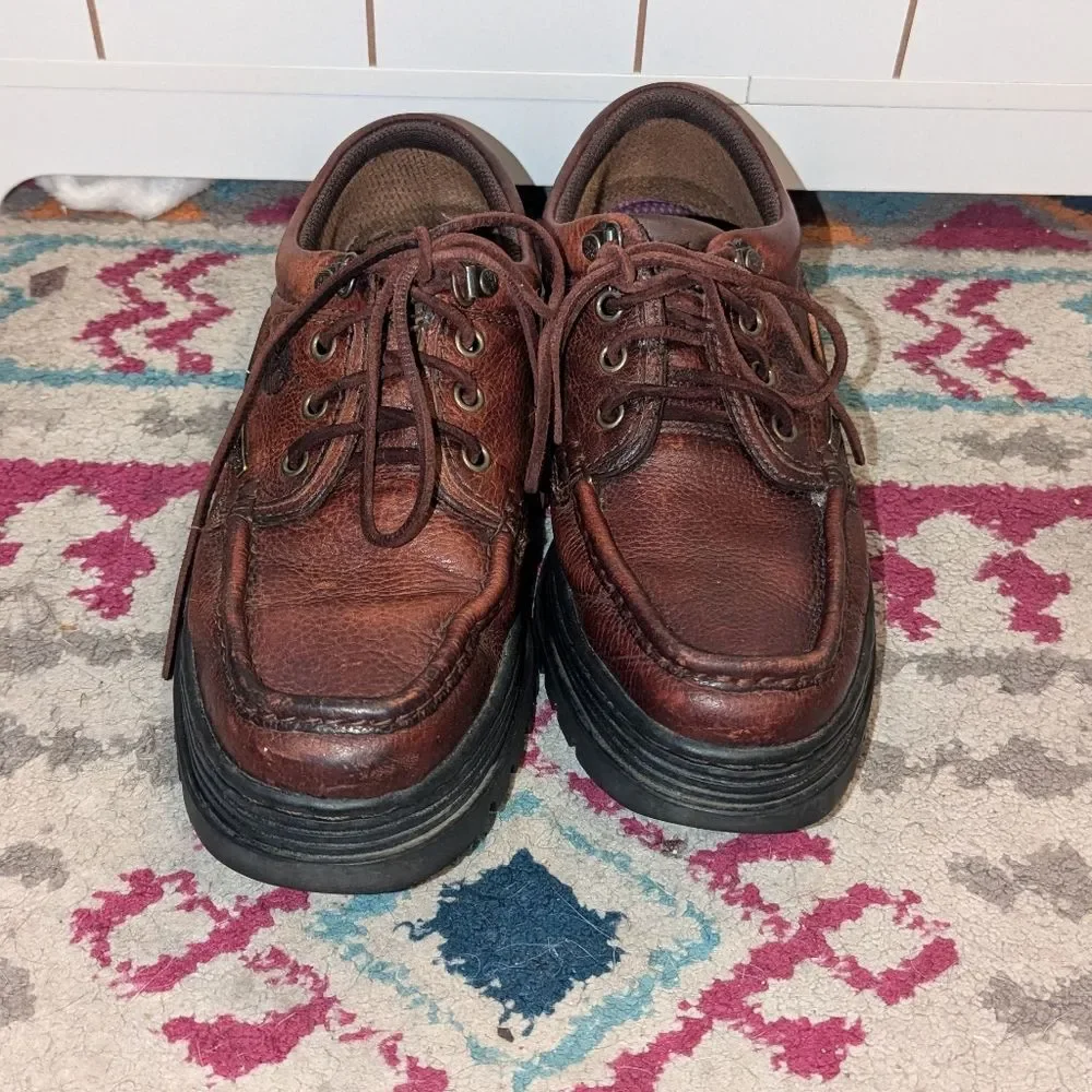 Timberland Y2K Men's Size 8.5 Three Hook‎ Cherry Brown Leather Boat Shoes Preppy